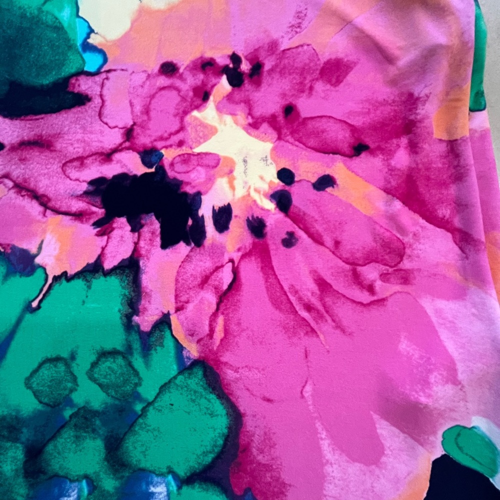 Chico's Bold Floral V-Neck Maxi Dress in Pink, Green & Blue - Picture 6 of 12